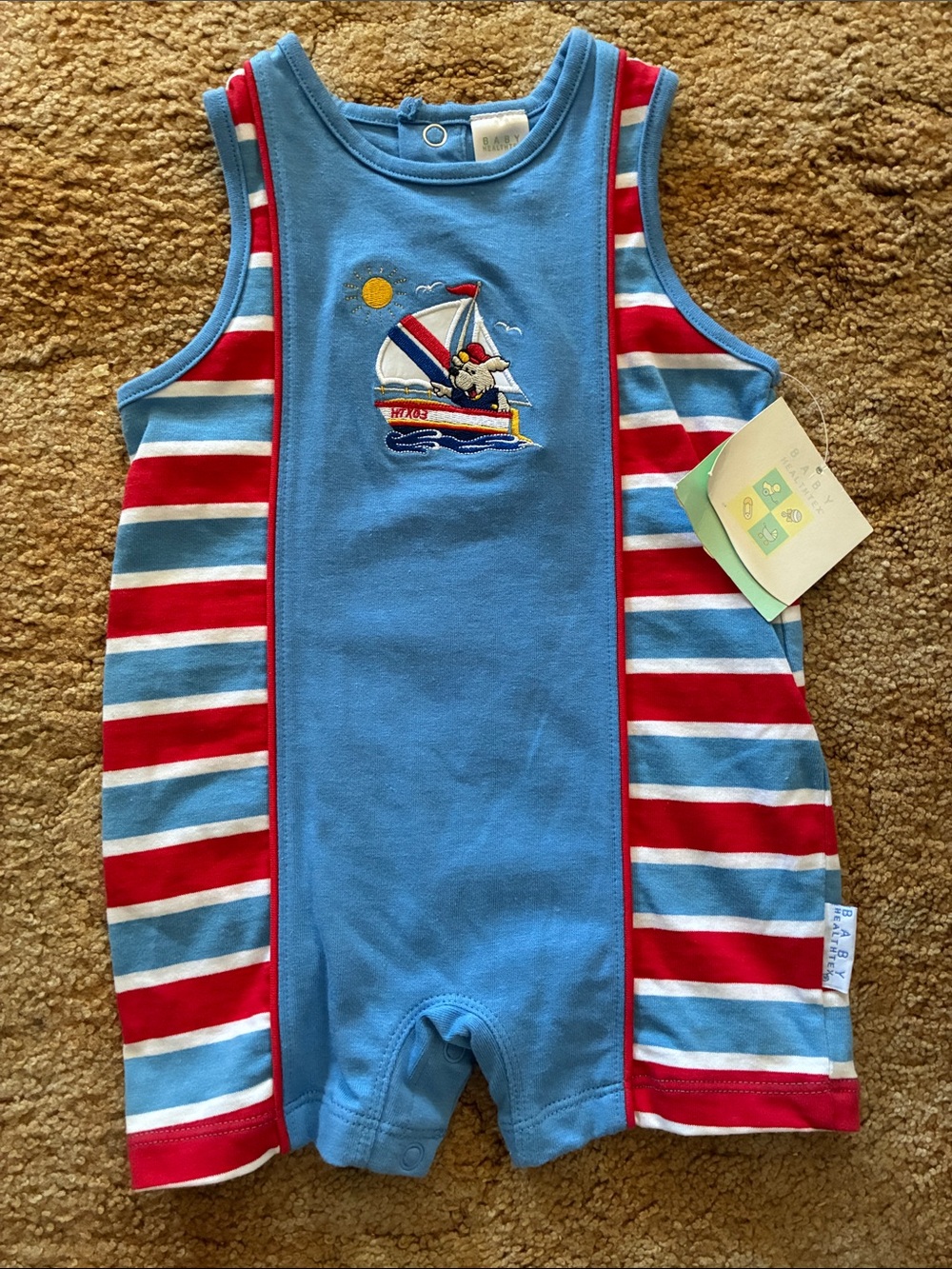 Vintage Deadstock Baby Healthtex Nautical Sailboat Baby Romper